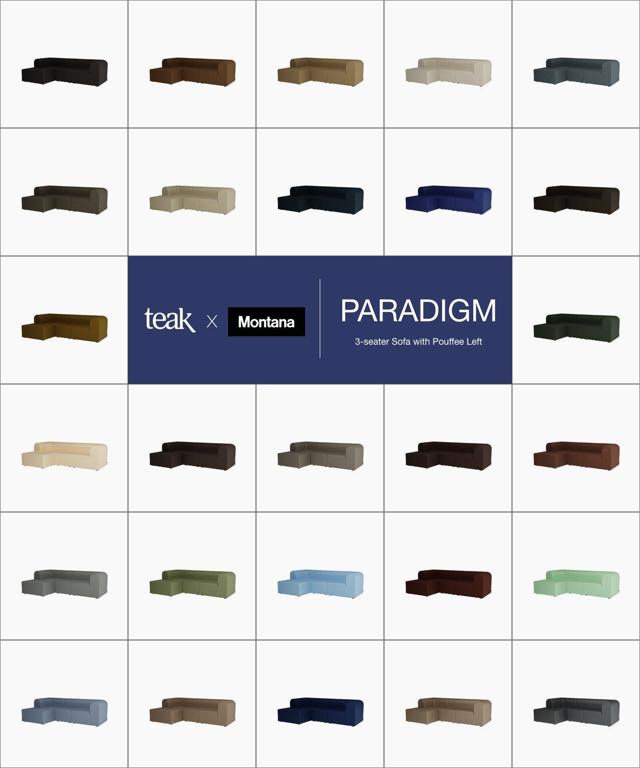 Paradigm 3-seater Sofa With Pouffe Left