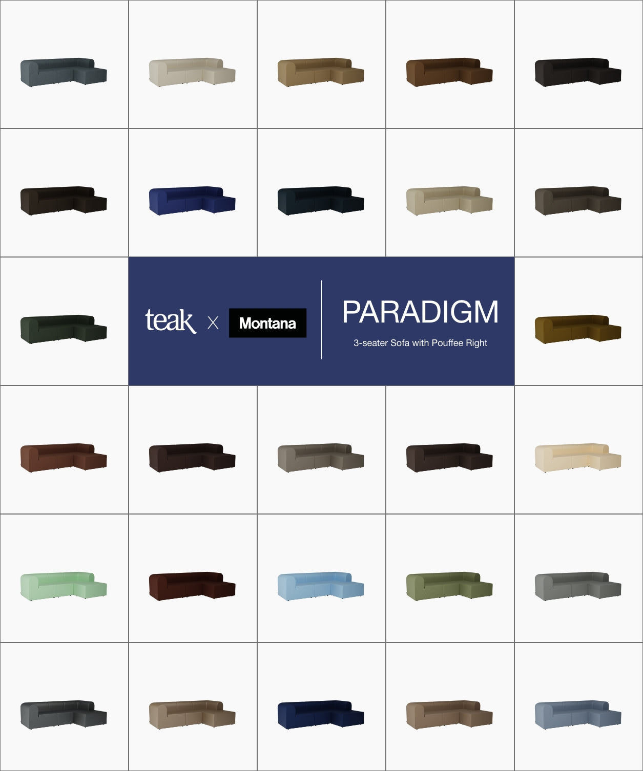 Paradigm 3-seater Sofa With Pouffe Right