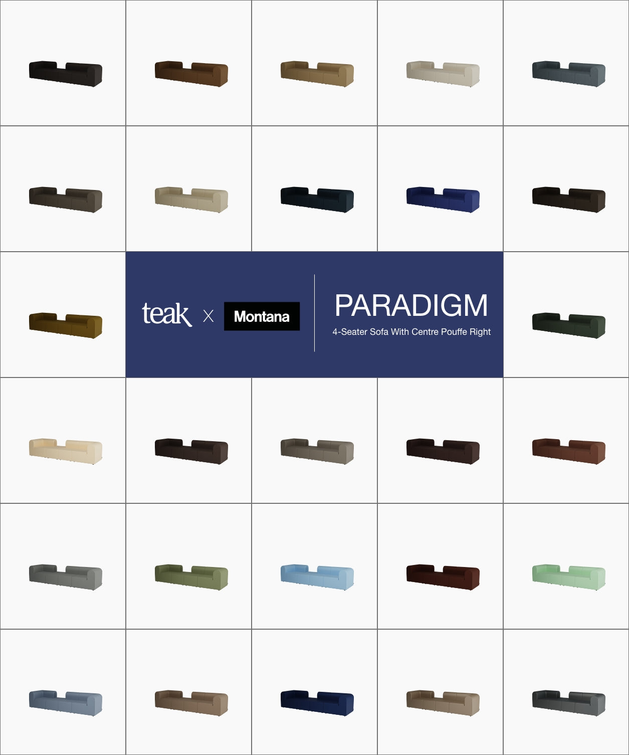 Paradigm 4-seater Sofa Centre Pouffe Right